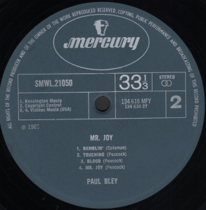 Paul Bley - Mr. Joy (1968) Mercury label B