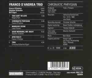Franco D'Andrea Trio - Franco D'Andrea Trio (1996 Reissue) YVP Music (1989) back