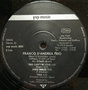 Francp D'Andrea Trio - Franco D'Andrea Trio (1996) YVP Music Label B