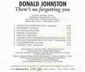 Donald Johnston - There's No Forgetting You (1993) Bhakti Records back